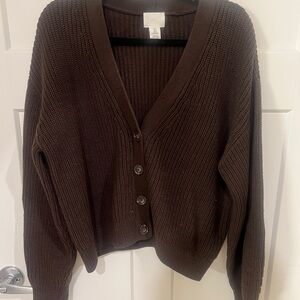 H&M Dark Brown V-Neck Button-Front Women's Cardigan